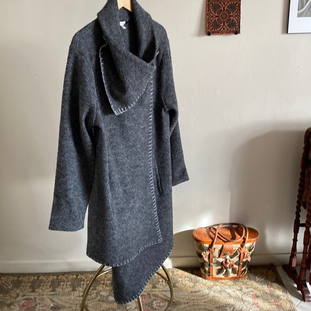 Asymmetrical Boiled Wool Coat